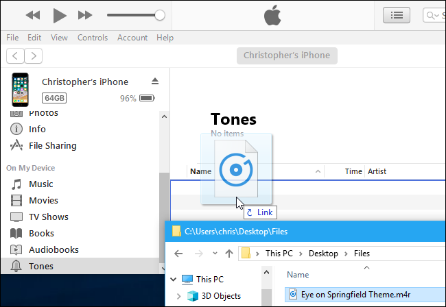 We drag the custom ringtones that we have created.