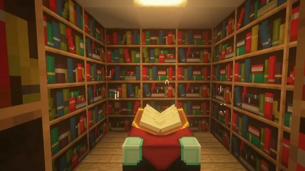 Building a library is a lot of fun in Minecraft.