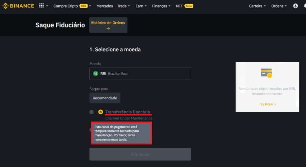 Binance fiat withdrawal has been disabled for Brazilians